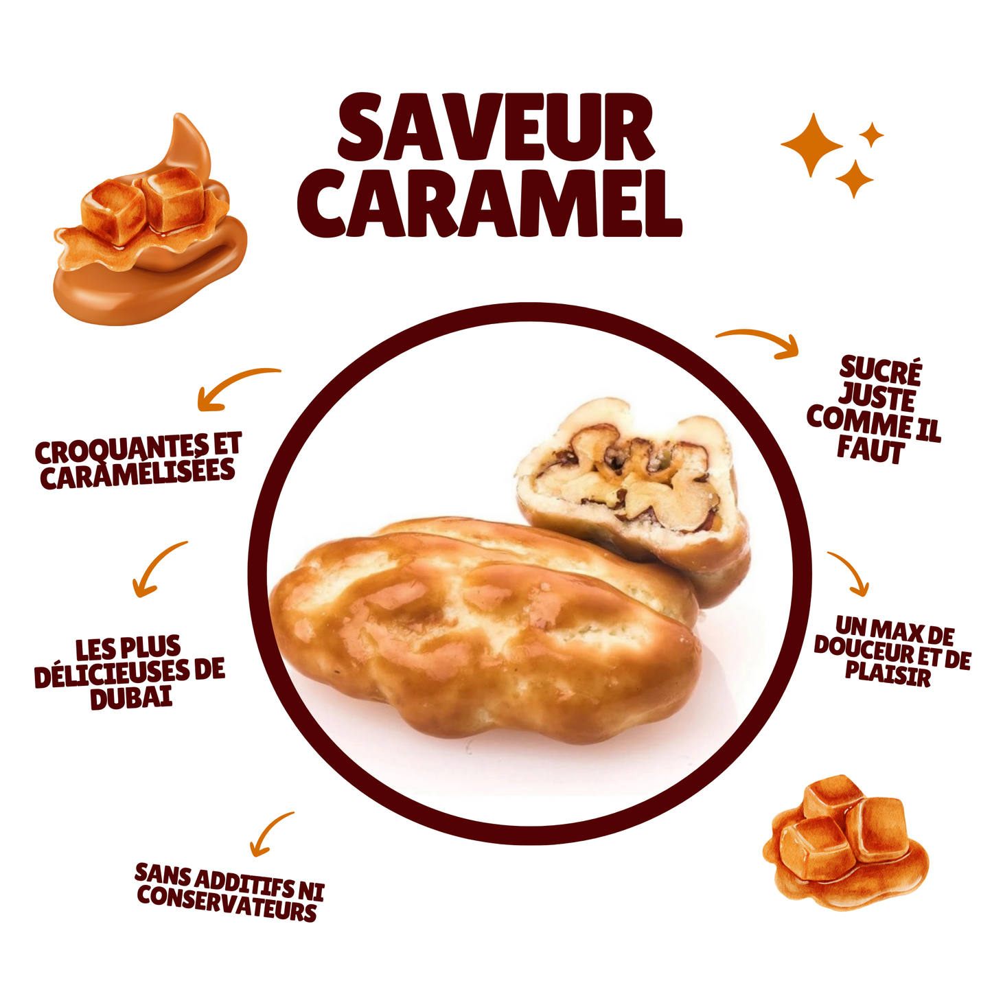 Noix de pécan saveur caramel